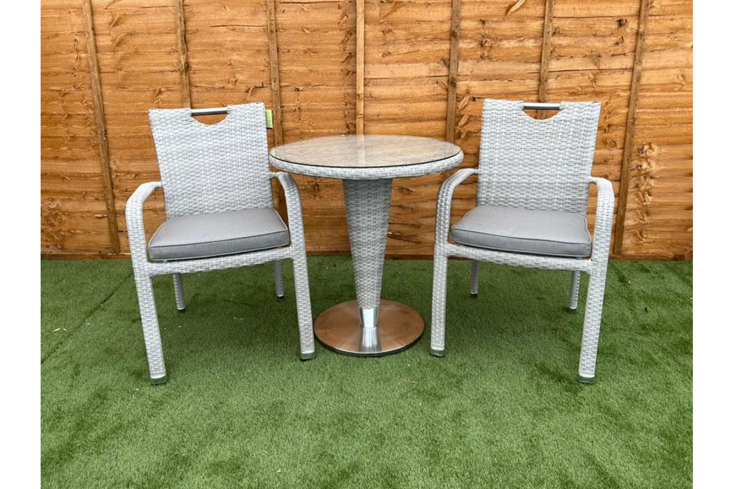 Sharnford Stacking Rattan Bistro Set in Latte 