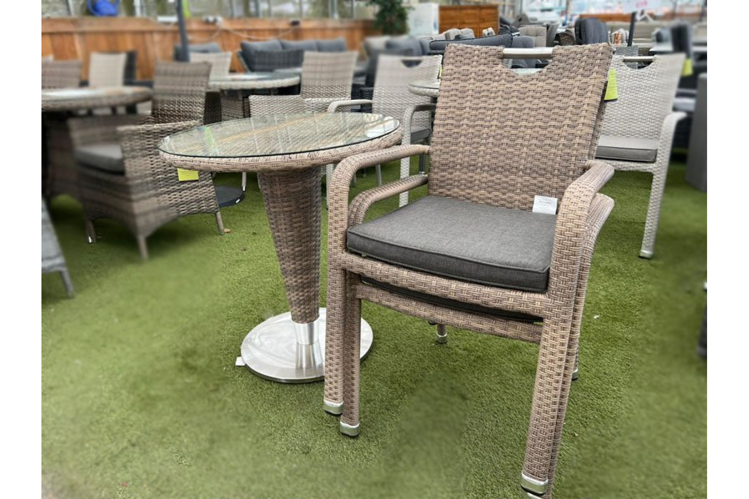 Sharnford Stacking Rattan Bistro Set in Brown - photo 2