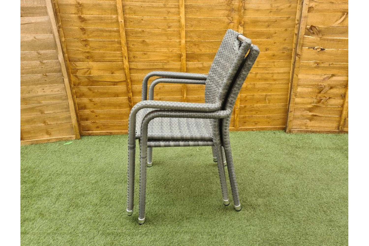 Sharnford Stacking Rattan Bistro Set in Grey - photo 2
