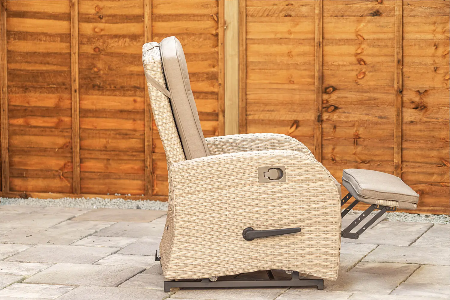 Burbage Rocking & Reclining Rattan Bistro Set in Latte - photo 12