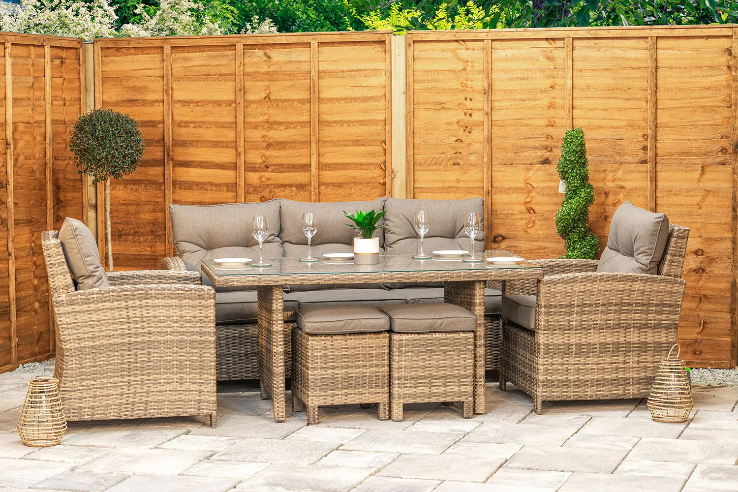 Sapcote Modular Lounge Dining Set in Brown Rattan  - photo 2
