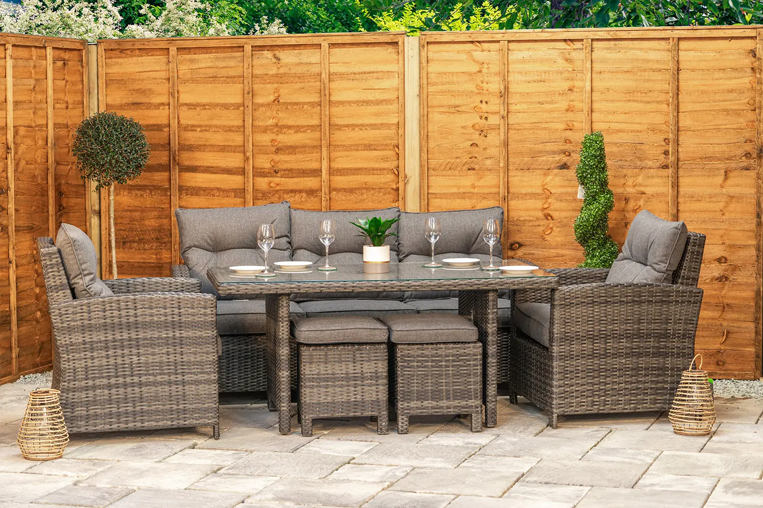 Sapcote Modular Lounge Dining Set in Dark Grey Rattan - photo 5