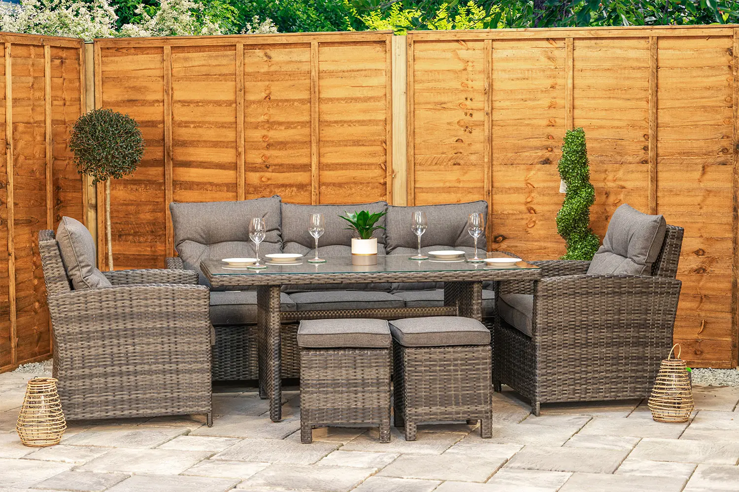 Sapcote Modular Lounge Dining Set in Dark Grey Rattan - photo 3