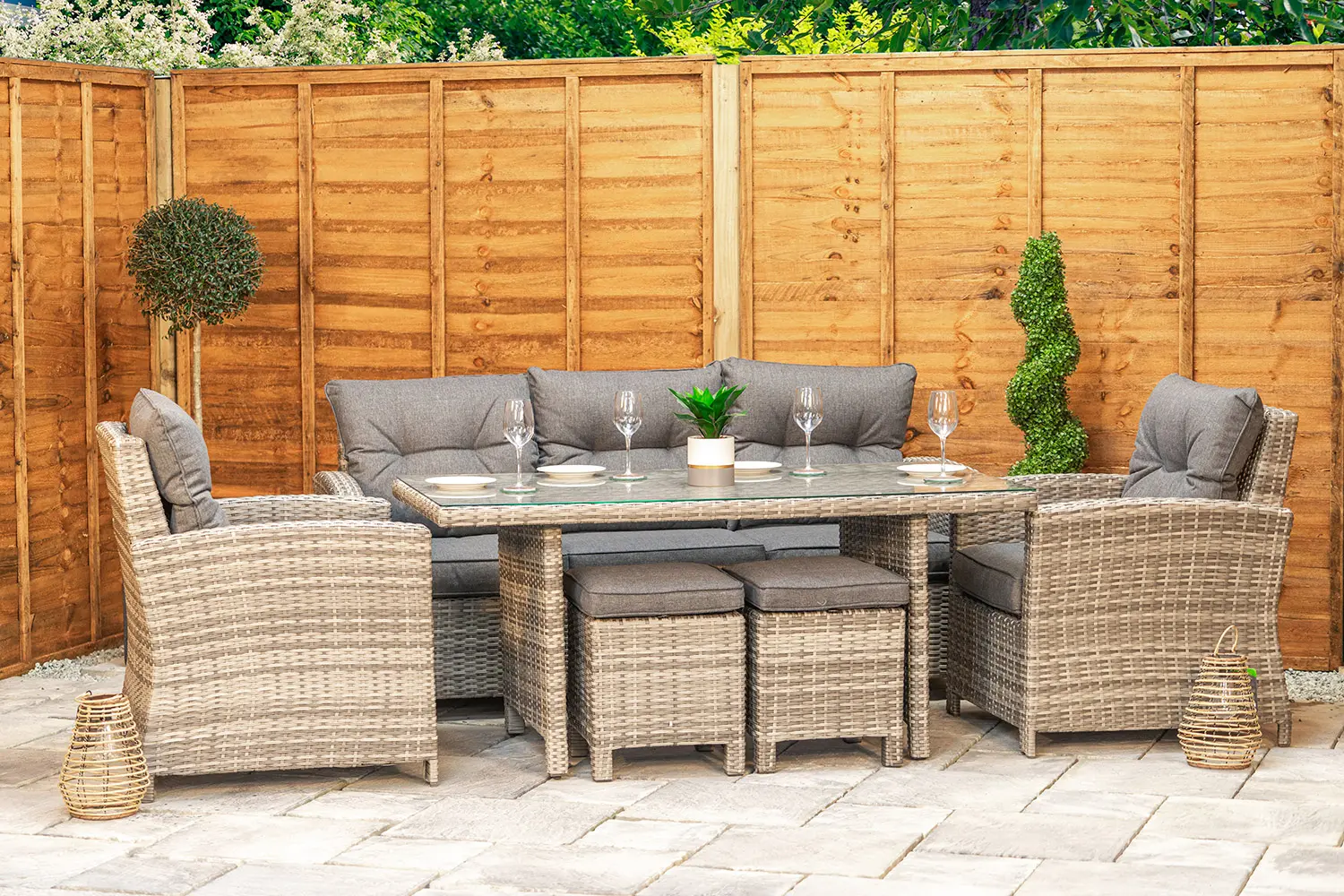 Sapcote Modular Lounge Dining Set in Grey Rattan - photo 2