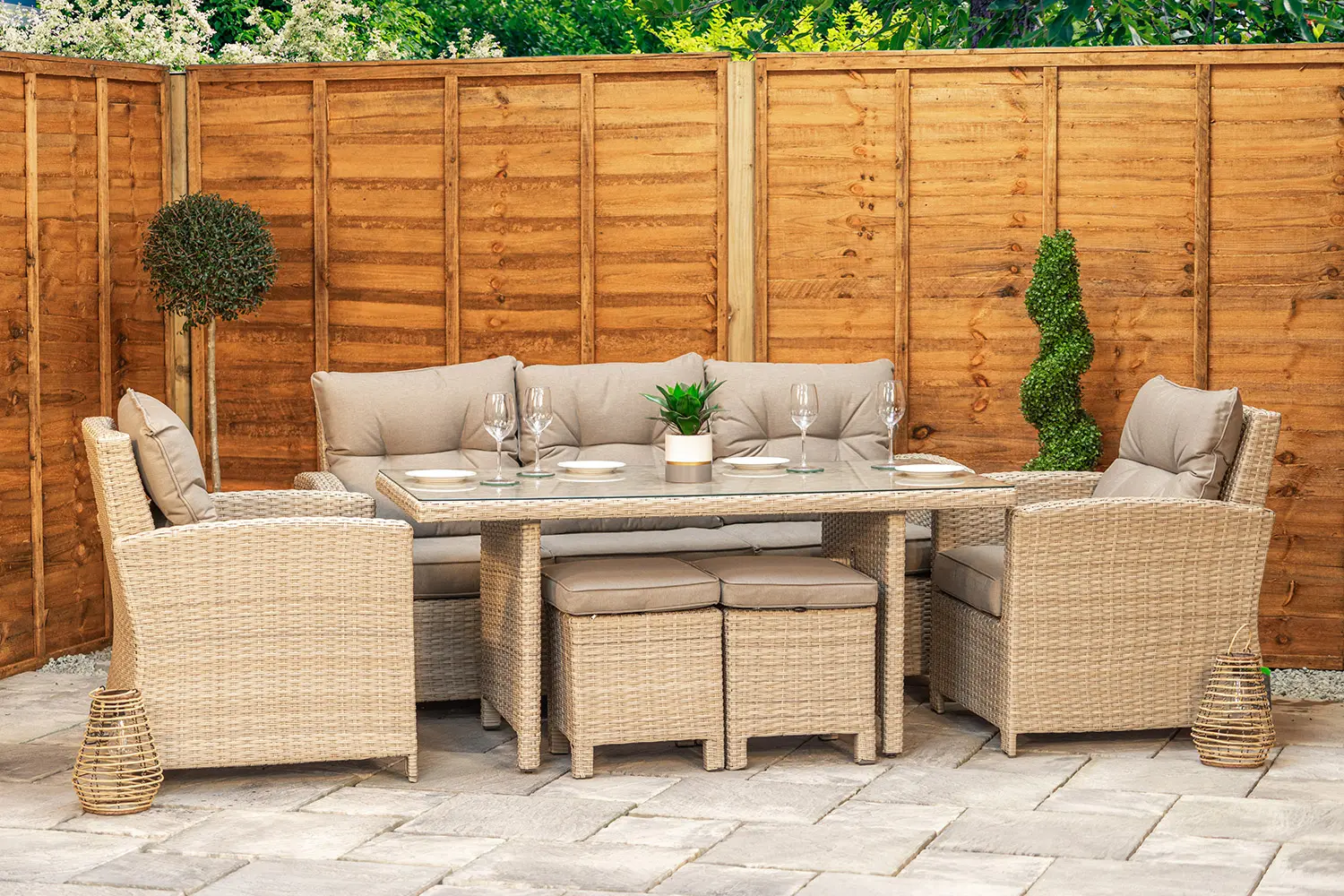Sapcote Modular Lounge Dining Set in Natural Rattan - photo 2