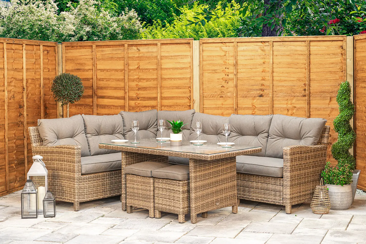 Sapcote Modular Corner Dining Set in Brown Rattan  - photo 5