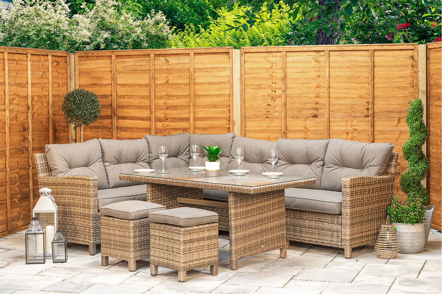 Sapcote Modular Corner Dining Set in Brown Rattan  - photo 3
