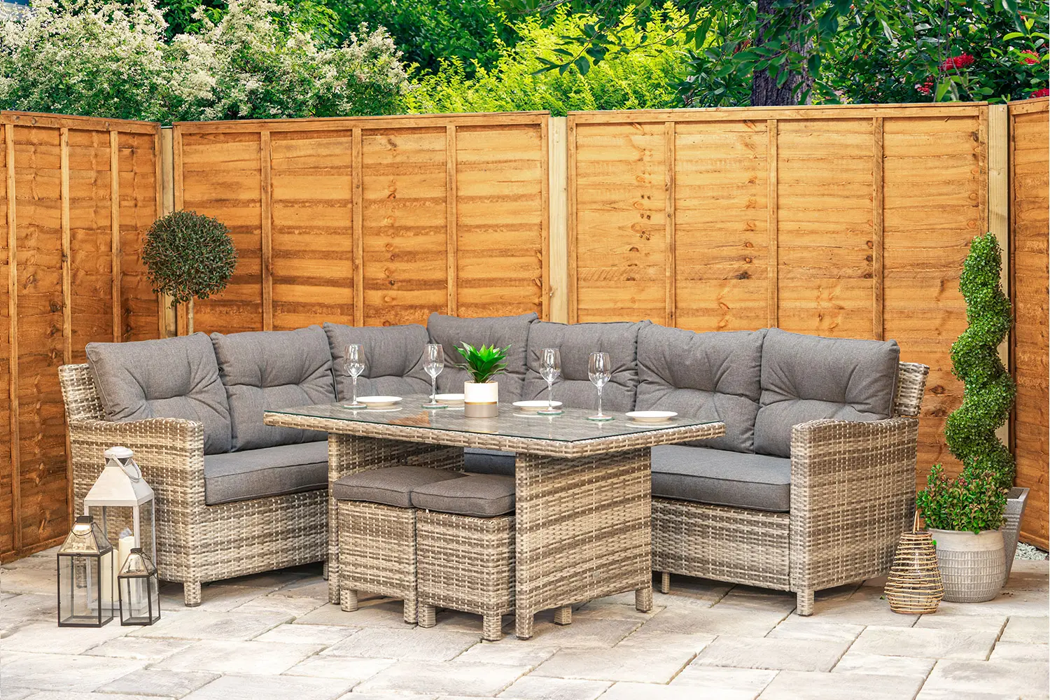 Sapcote Modular Corner Dining Set in Grey Rattan  - photo 2