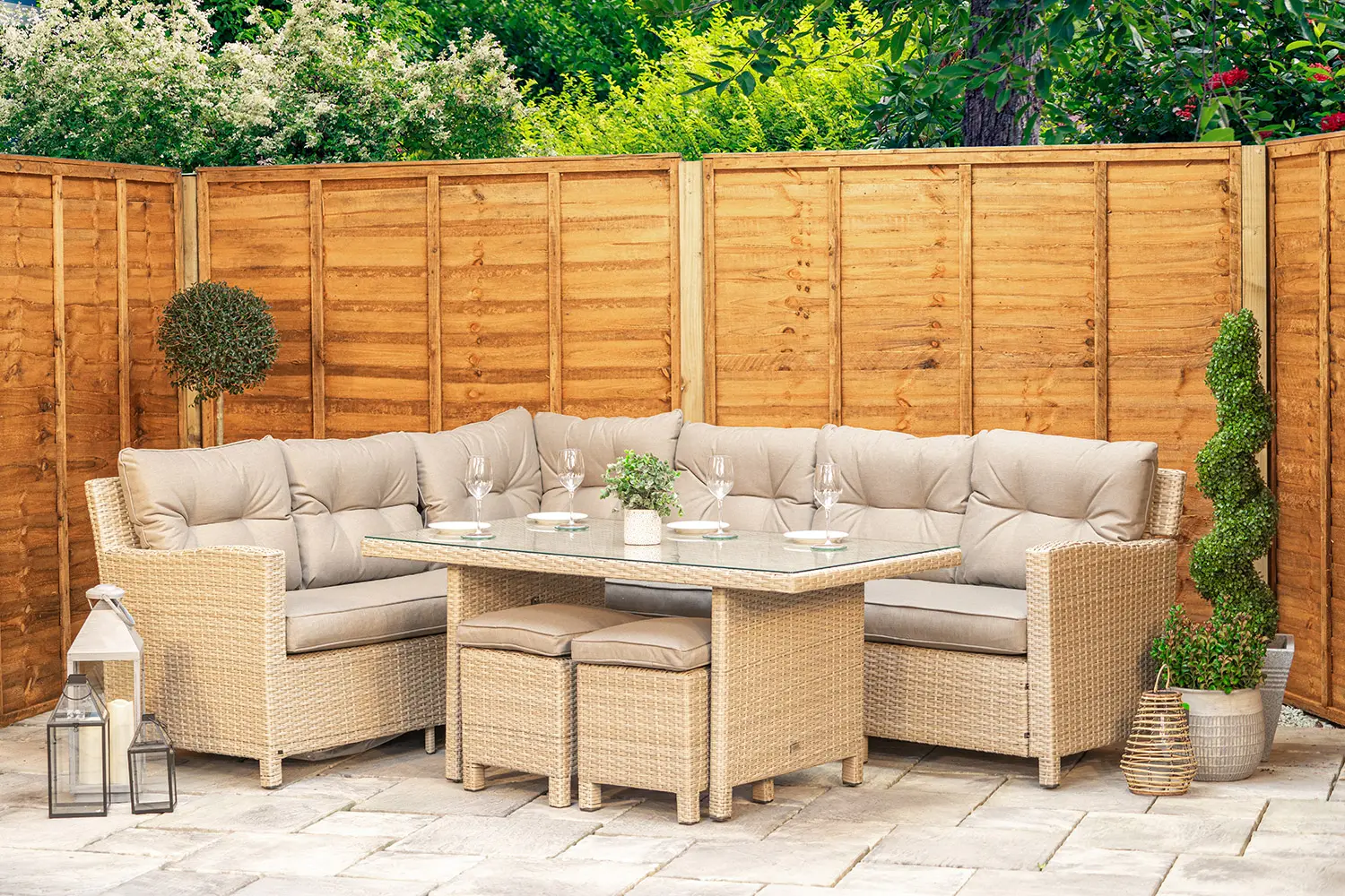 Sapcote Modular Corner Dining Set in Natural Rattan  - photo 2