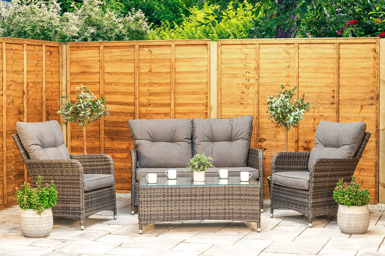 Sapcote Sofa Lounge Set Dark Grey Rattan  - photo 3