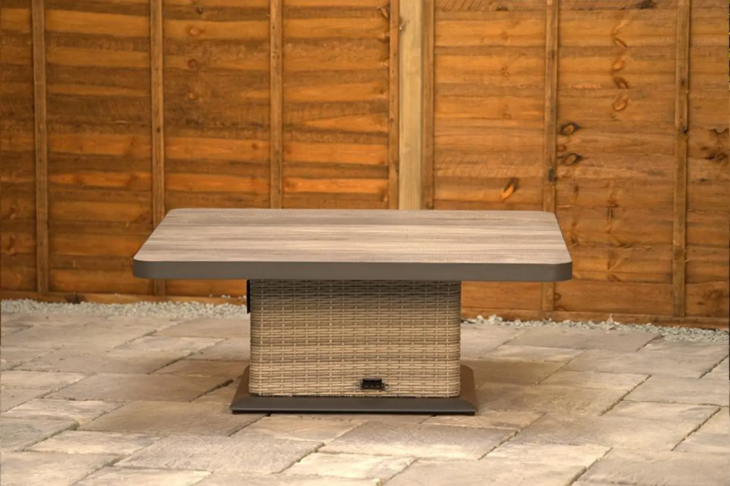 Burbage Large Rattan Corner Lounge Set with Height Adjustable Table in Stone Grey - photo 11