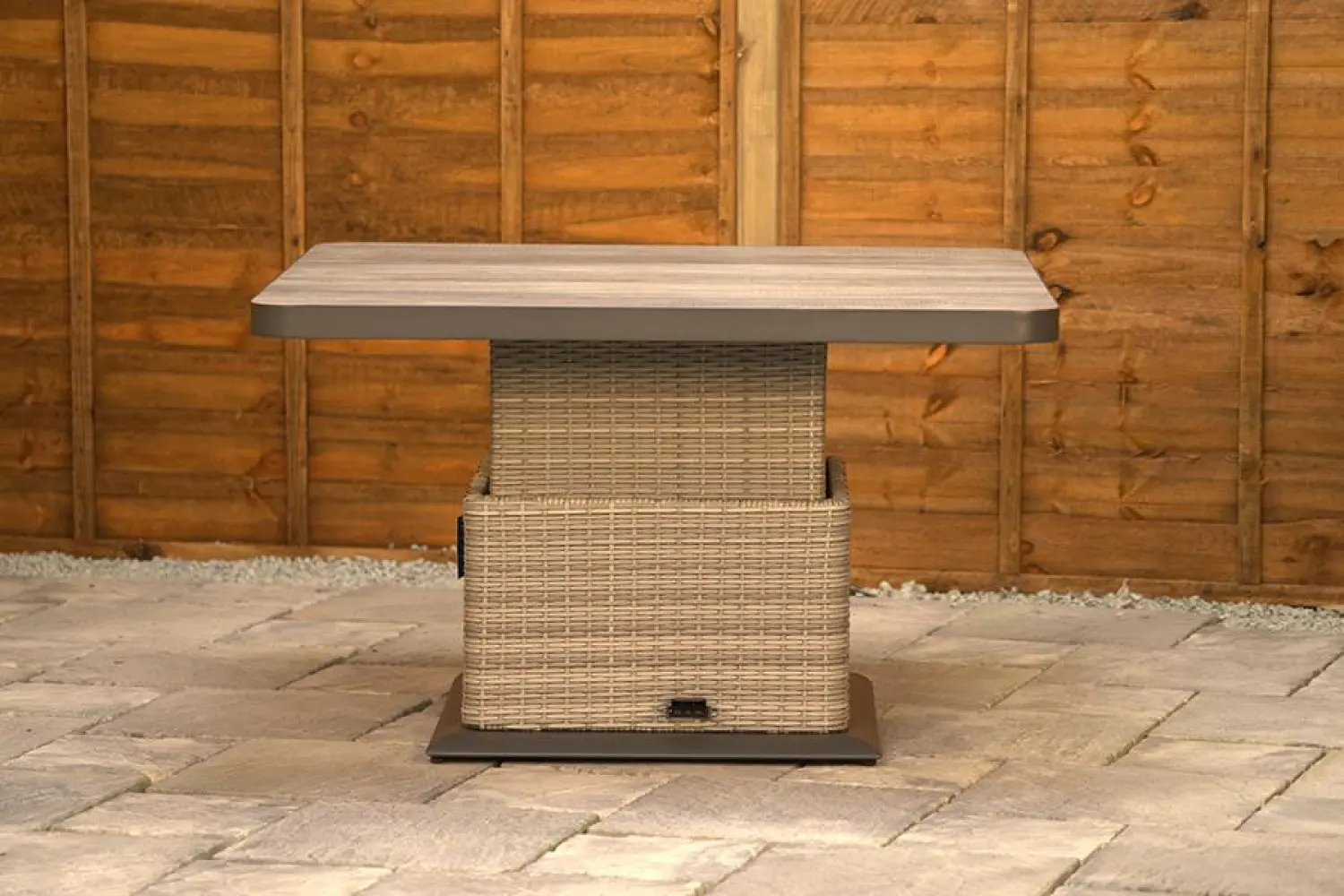 Burbage Large Rattan Corner Lounge Set with Height Adjustable Table in Stone Grey - photo 9