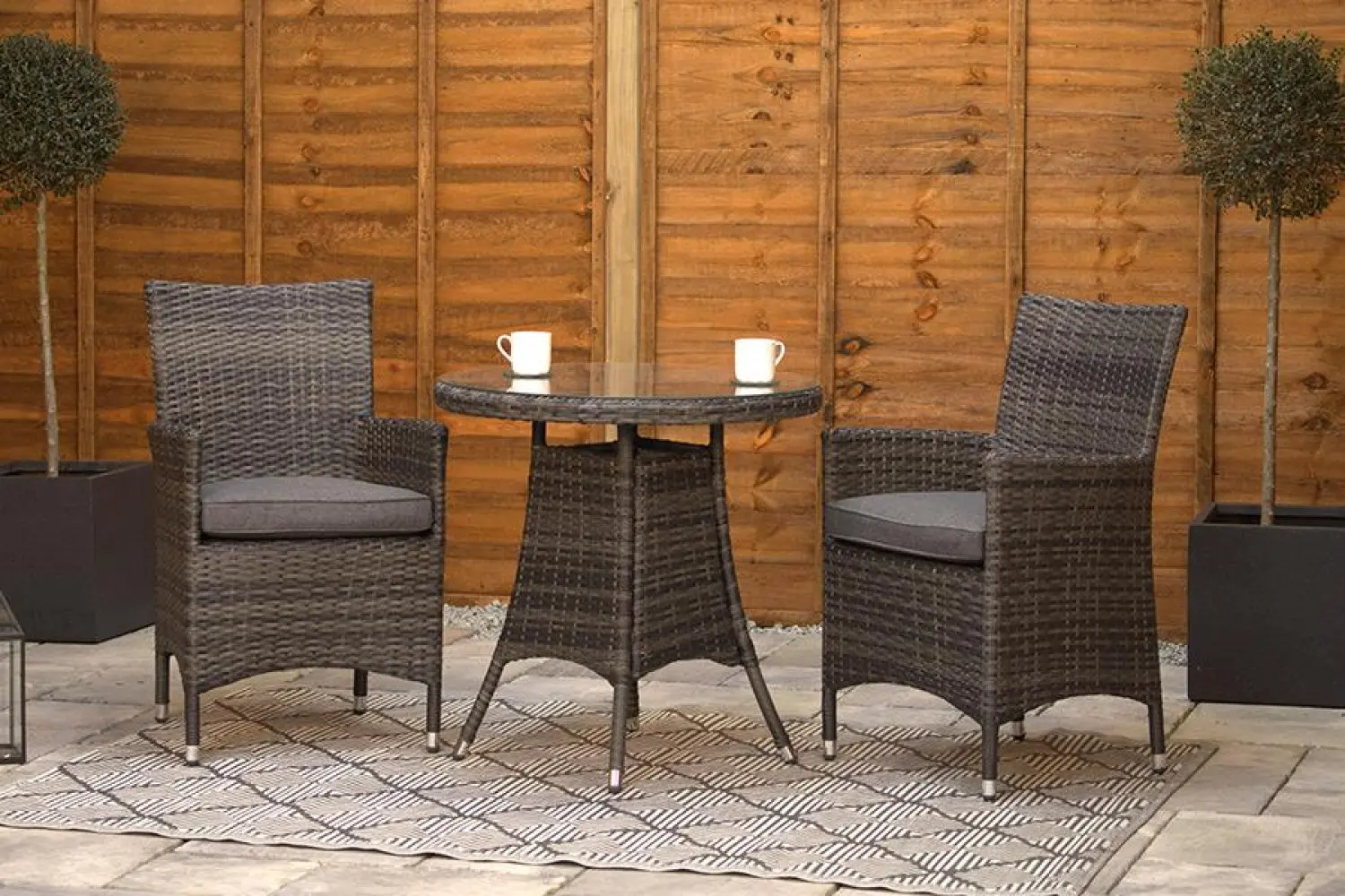 Sapcote Bistro Set in Charcoal Rattan