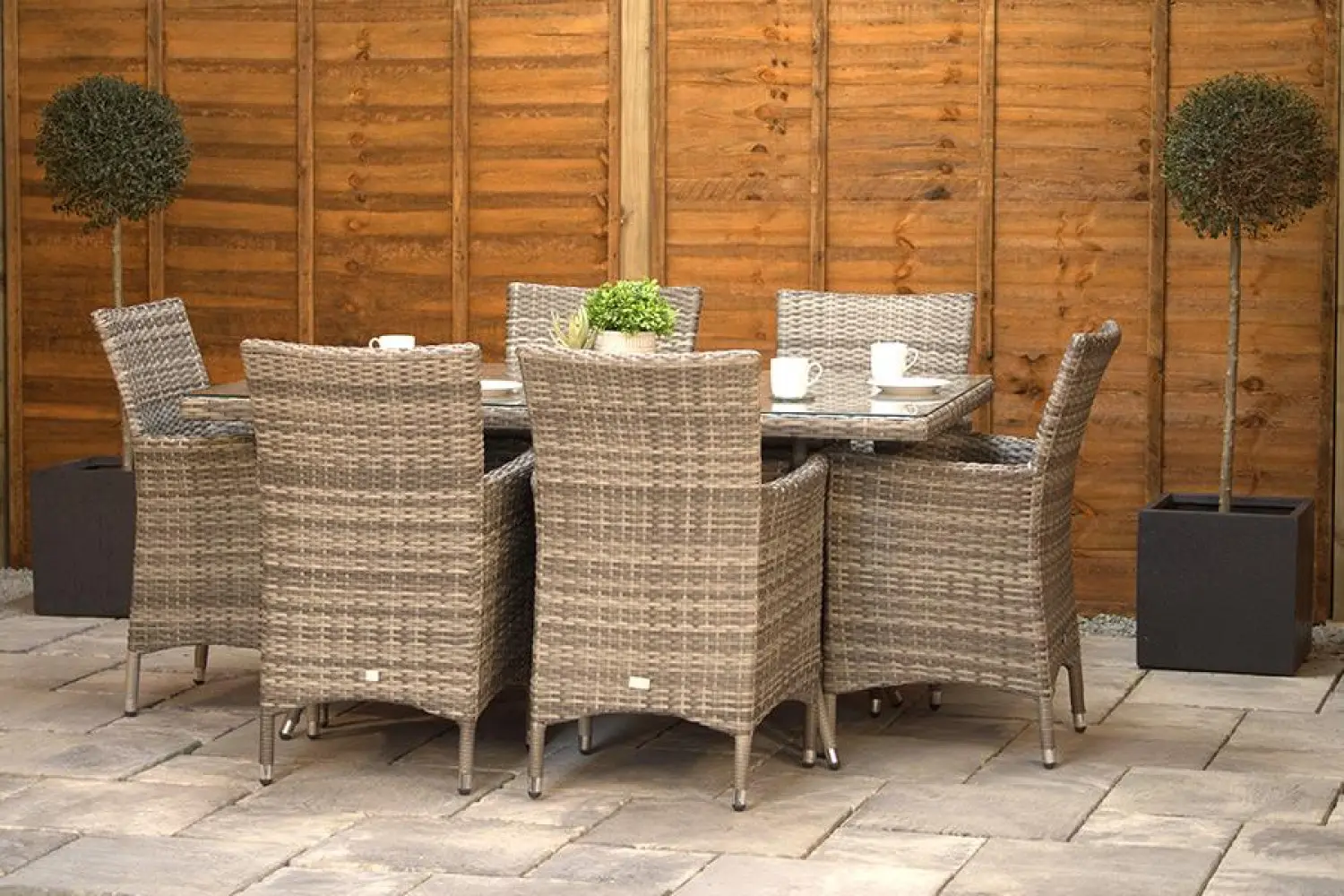 Sapcote 6 Seater Rectangular Dining Set in Grey Rattan - photo 3