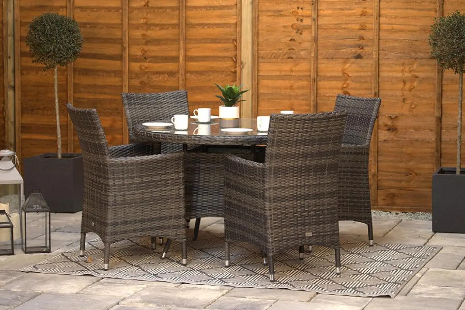 Sapcote 4 Seater Round Dining Set in Dark Grey Rattan - photo 3
