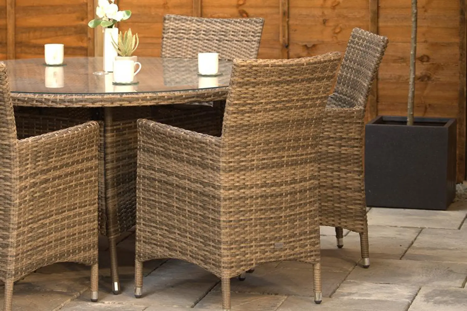 Sapcote 6 Seater Round Dining Set in Brown Rattan - photo 2