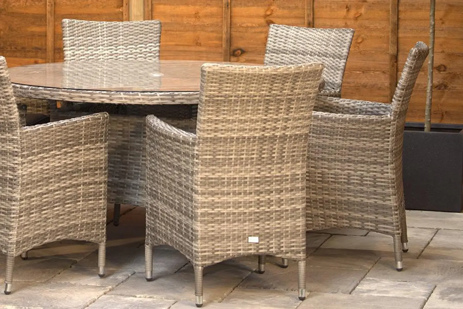 Sapcote 6 Seater Round Dining Set in Grey Rattan - photo 2