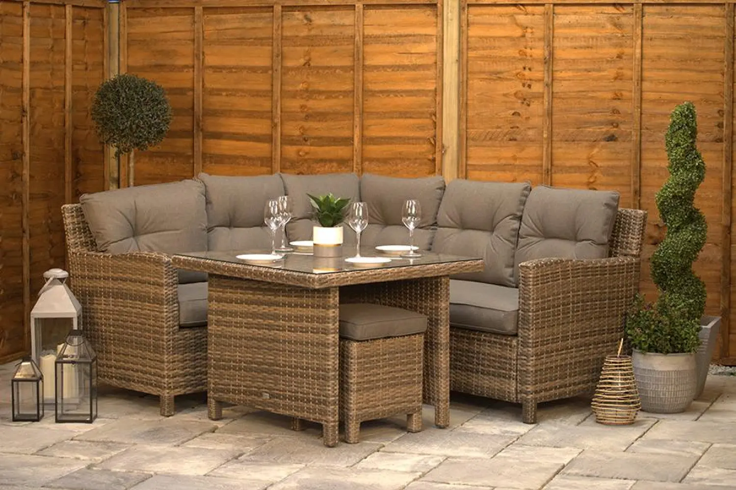Sapcote Mini Modular Corner Set in Brown Rattan  - photo 2