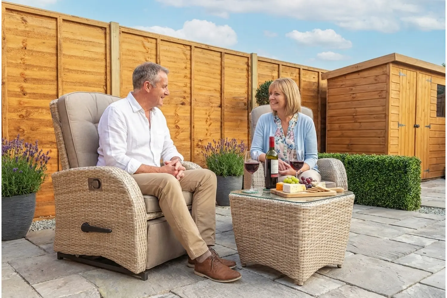Burbage Rocking & Reclining Rattan Bistro Set in Latte - photo 2