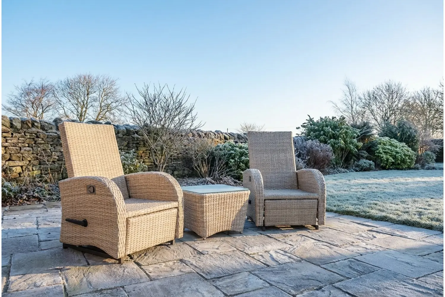 Burbage Rocking & Reclining Rattan Bistro Set in Latte - photo 8