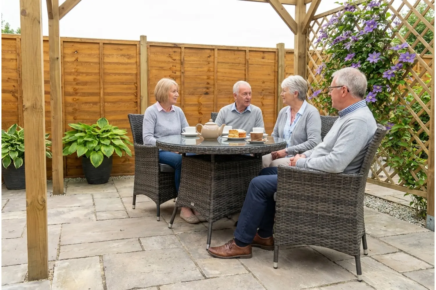 Sapcote 4 Seater Round Dining Set in Dark Grey Rattan - photo 2