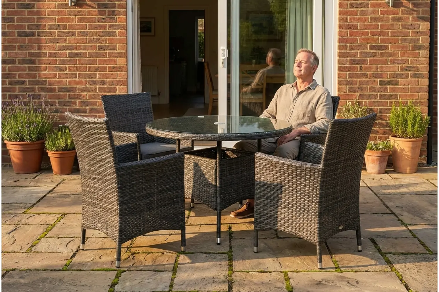 Sapcote 4 Seater Round Dining Set in Dark Grey Rattan - photo 4