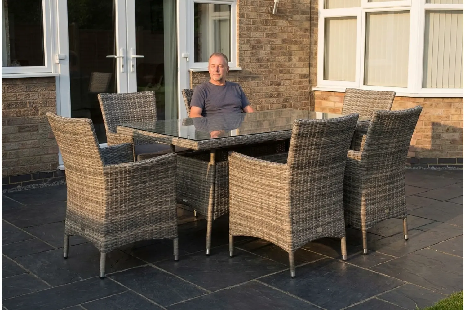Sapcote 6 Seater Rectangular Dining Set in Grey Rattan - photo 4