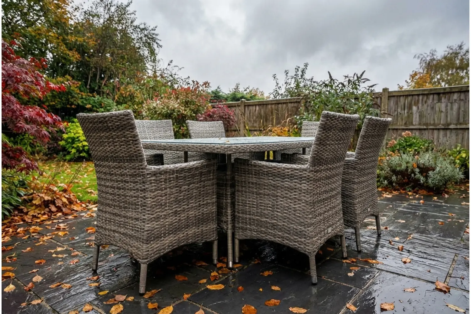 Sapcote 6 Seater Rectangular Dining Set in Grey Rattan - photo 8