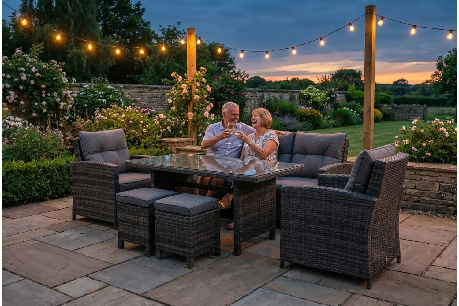 Sapcote Modular Lounge Dining Set in Dark Grey Rattan - photo 6