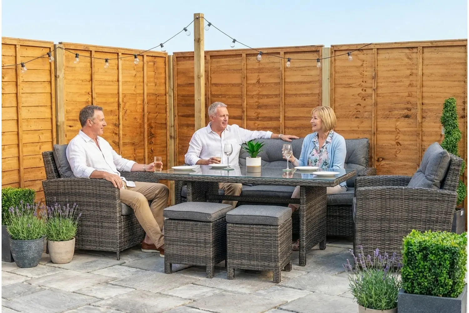 Sapcote Modular Lounge Dining Set in Dark Grey Rattan - photo 2