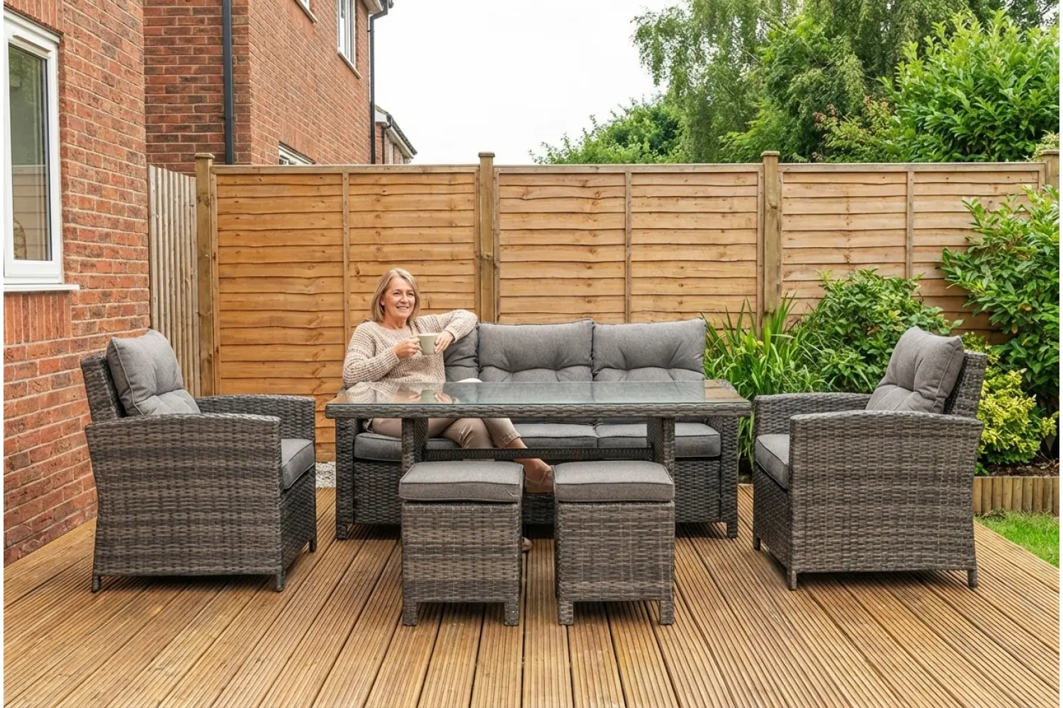 Sapcote Modular Lounge Dining Set in Dark Grey Rattan - photo 4