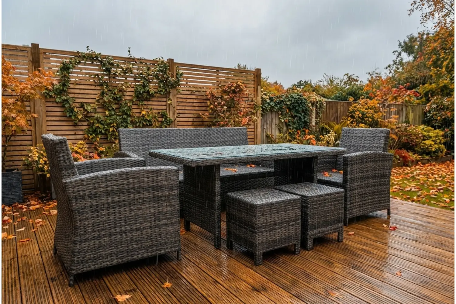 Sapcote Modular Lounge Dining Set in Dark Grey Rattan - photo 8