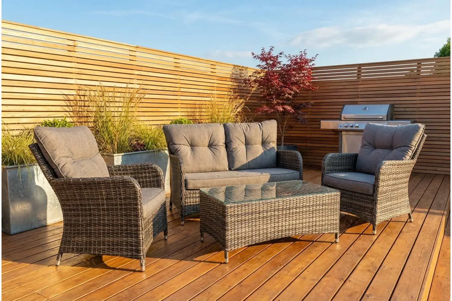Sapcote Sofa Lounge Set Dark Grey Rattan  - photo 2