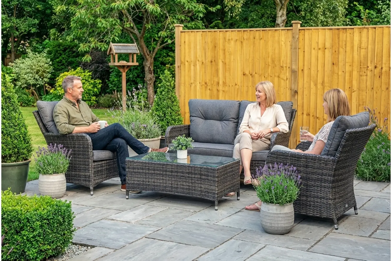 Sapcote Sofa Lounge Set Dark Grey Rattan  - photo 4