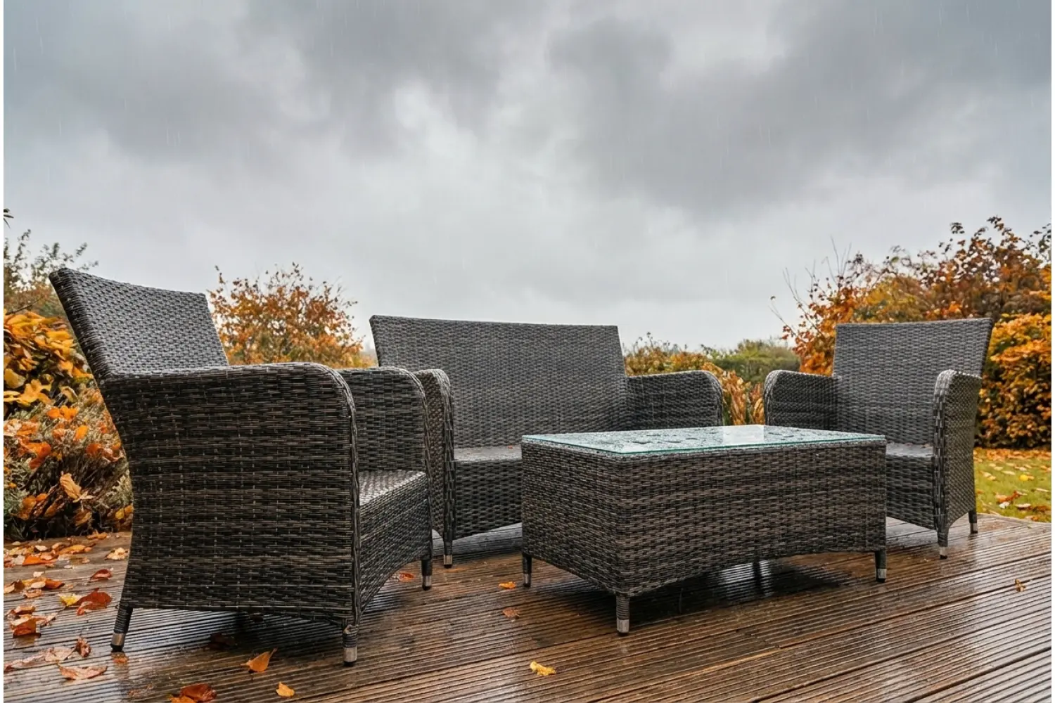 Sapcote Sofa Lounge Set Dark Grey Rattan  - photo 8